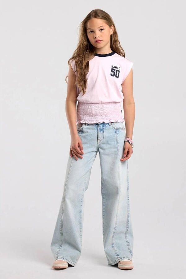America Today mouwloze top met smockwerk en print roze - Foto 2