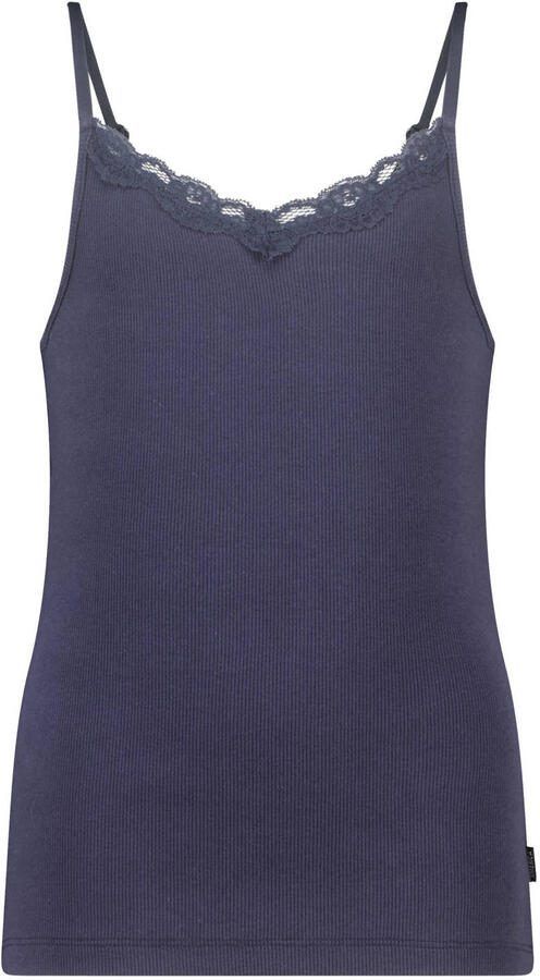 America Today mouwloze top rib gebreid donkerblauw