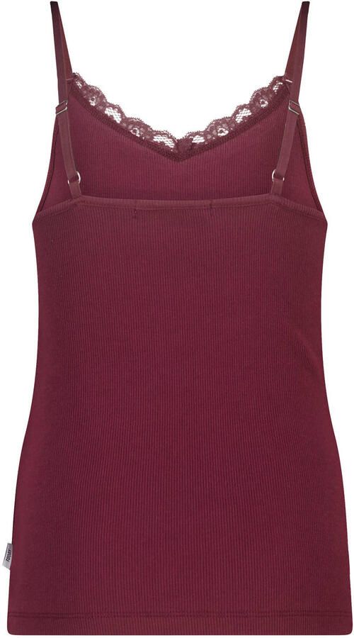 America Today mouwloze top rib gebreid donkerrood - Foto 2