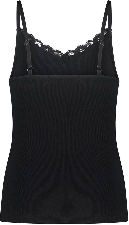 America Today mouwloze top rib gebreid zwart