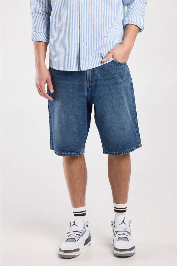 America Today Nate denim relaxed short blauw