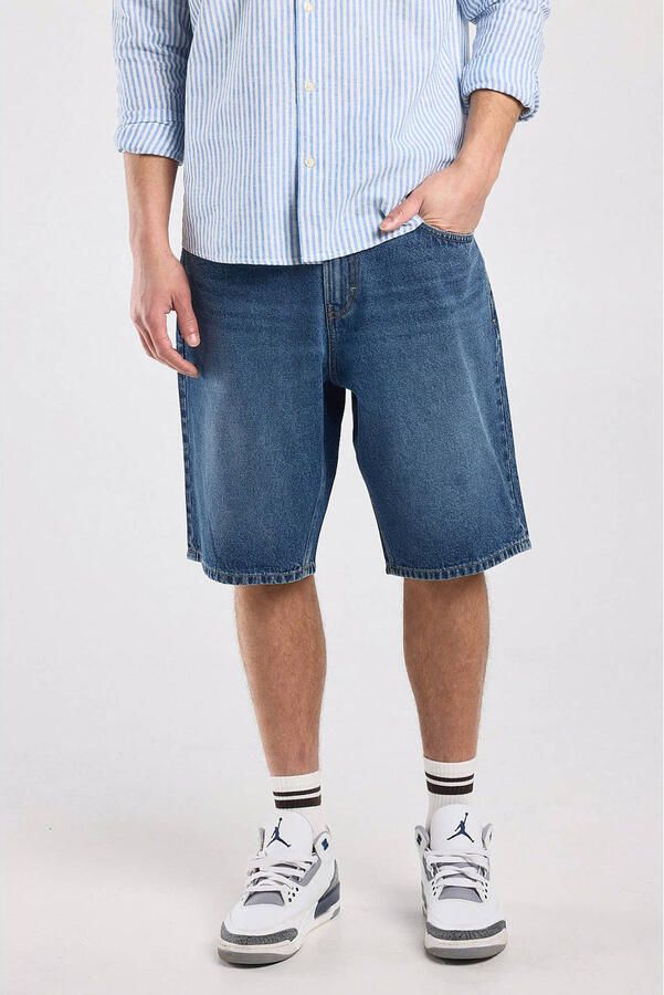 America Today Nate denim relaxed short blauw