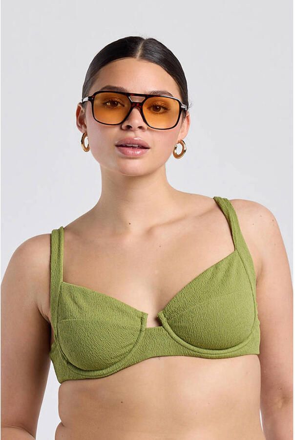 America Today niet-voorgevormde beugel bikinitop Agnes met textuur olijfgroen - Foto 2