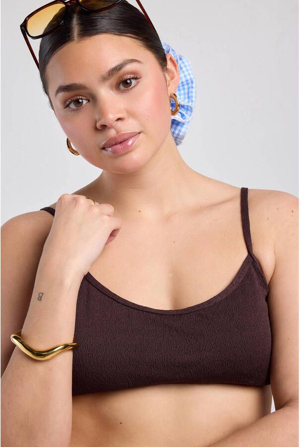 America Today niet-voorgevormde crop bikinitop Winnie donkerbruin - Foto 2