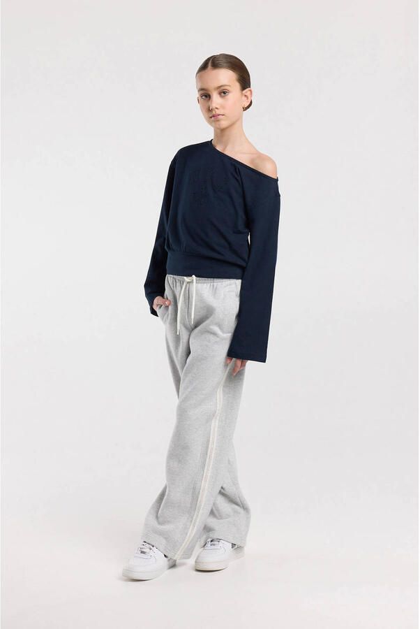 America Today off shoulder top donkerblauw - Foto 2
