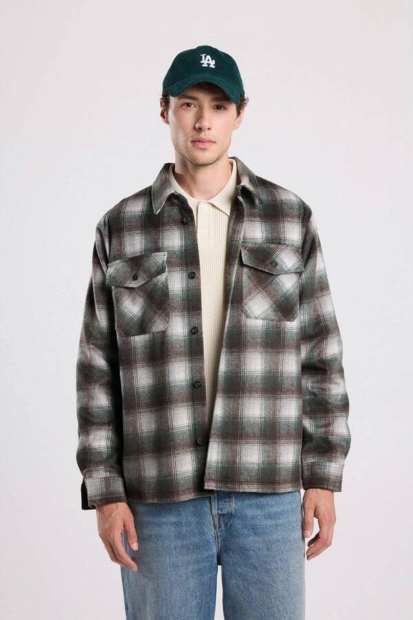 America Today overshirt met wol groen