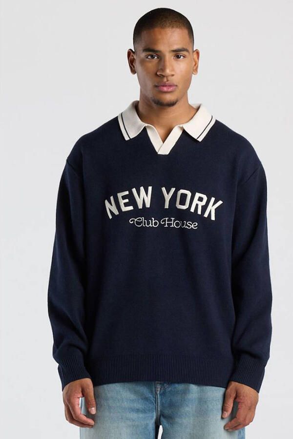 America Today oversized gebreide trui met borduursels midnight