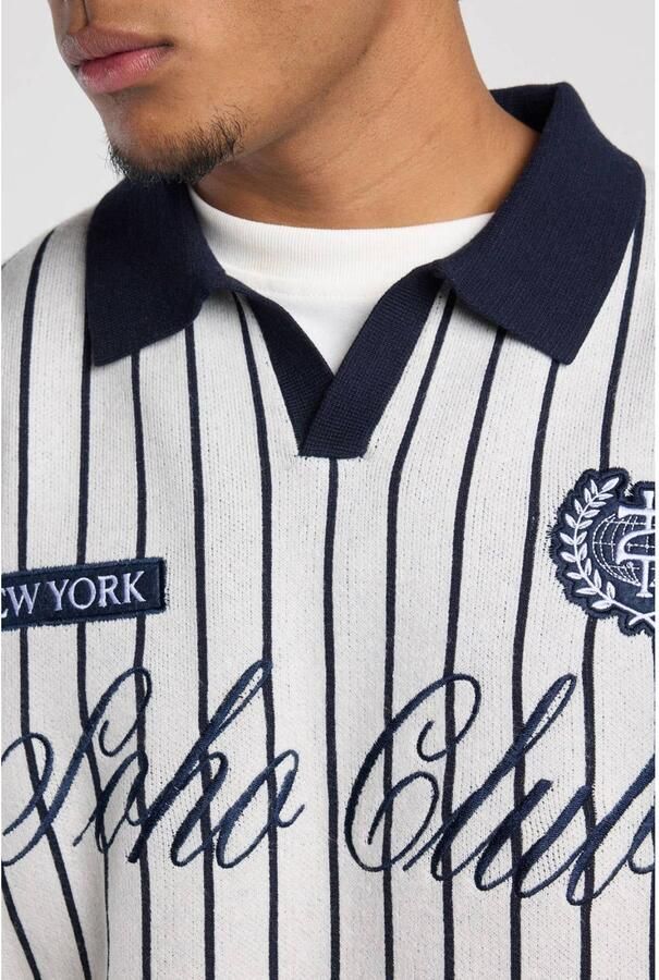 America Today oversized gestreepte gebreide trui met borduursels chalk - Foto 2