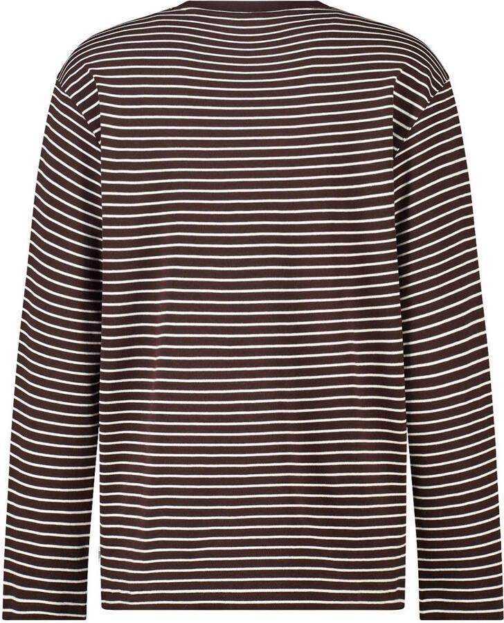 America Today oversized gestreepte longsleeve bruin wit - Foto 2
