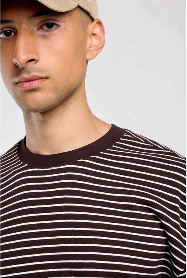 America Today oversized gestreepte longsleeve bruin wit - Foto 3