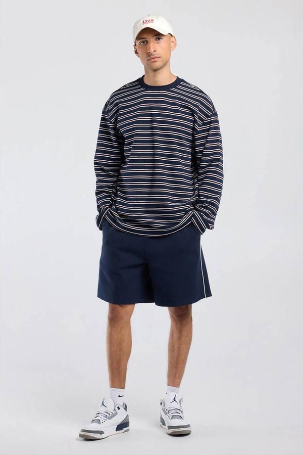 America Today oversized gestreepte longsleeve donkerblauw - Foto 3