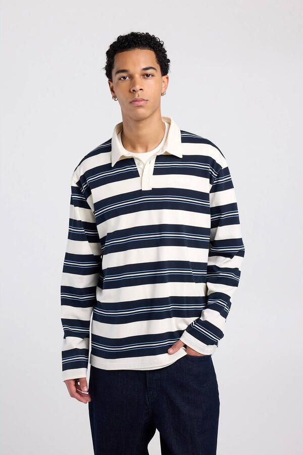 America Today oversized gestreepte polo wit