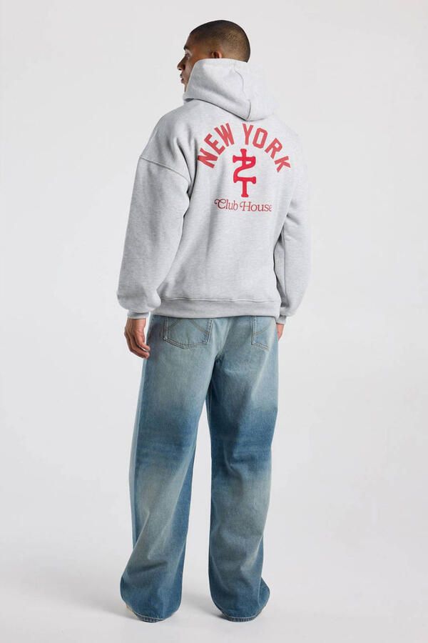 America Today oversized hoodie met backprint lichtgrijs
