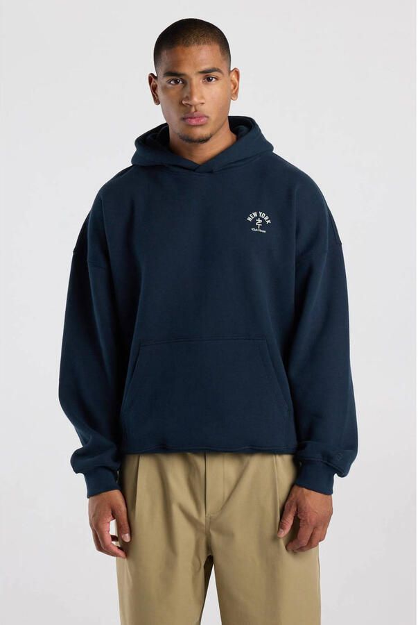 America Today oversized hoodie met borduursels en backprint donkerblauw