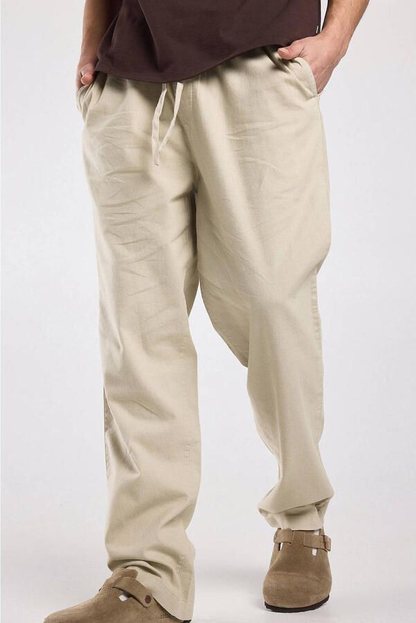 America Today Phillon straight casual broek met linnen bruin