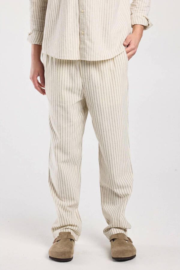 America Today Phillon straight casual broek met linnen wit