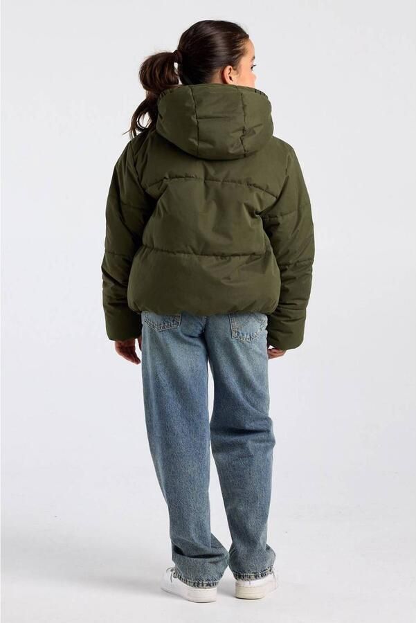America Today pufferjas donkergroen Meisjes Polyester Capuchon Effen - Foto 3