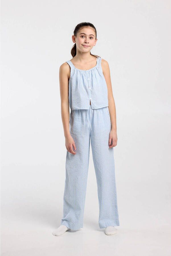 America Today pyjamabroek gestreept blauw wit - Foto 2