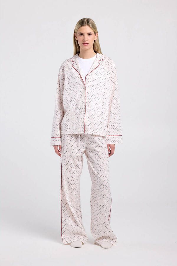 America Today pyjamabroek Mae wit rood