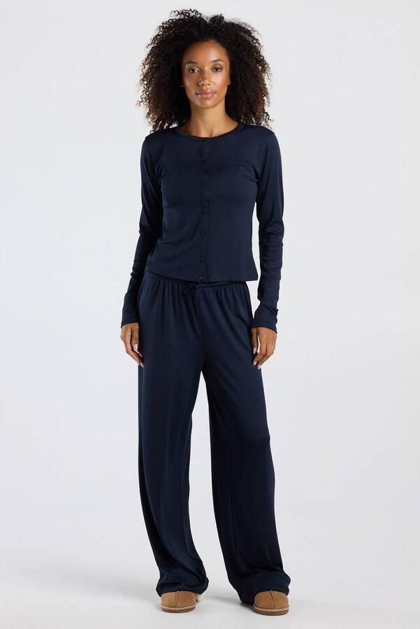 America Today pyjamabroek met ajourdetails donkerblauw