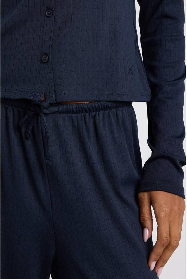 America Today pyjamabroek met ajourdetails donkerblauw - Foto 2