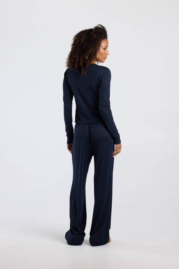 America Today pyjamabroek met ajourdetails donkerblauw - Foto 3