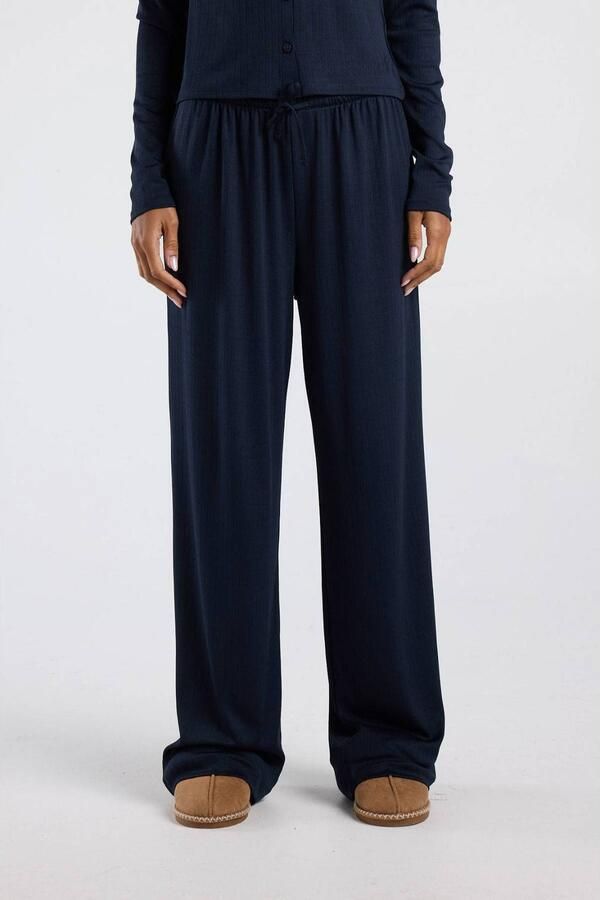 America Today pyjamabroek met ajourdetails donkerblauw - Foto 3