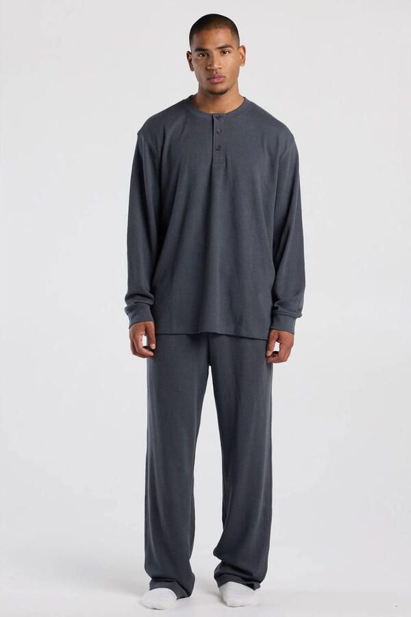 America Today pyjamabroek met wafelstructuur grijs