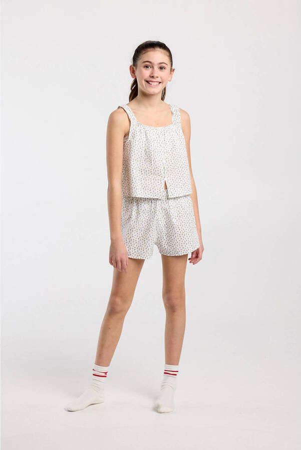 America Today pyjamashort ecru blauw - Foto 2