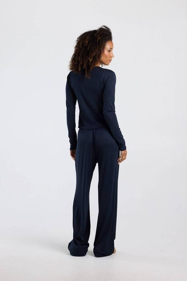 America Today pyjamatop met ajourdetails donkerblauw - Foto 2