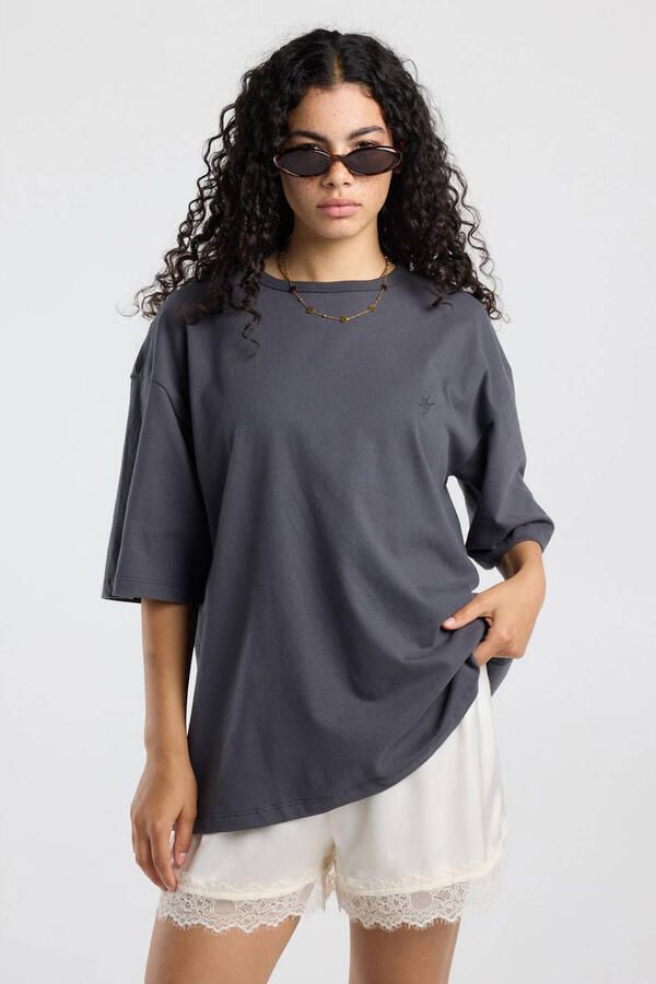 America Today rechtvallend T-shirt antraciet