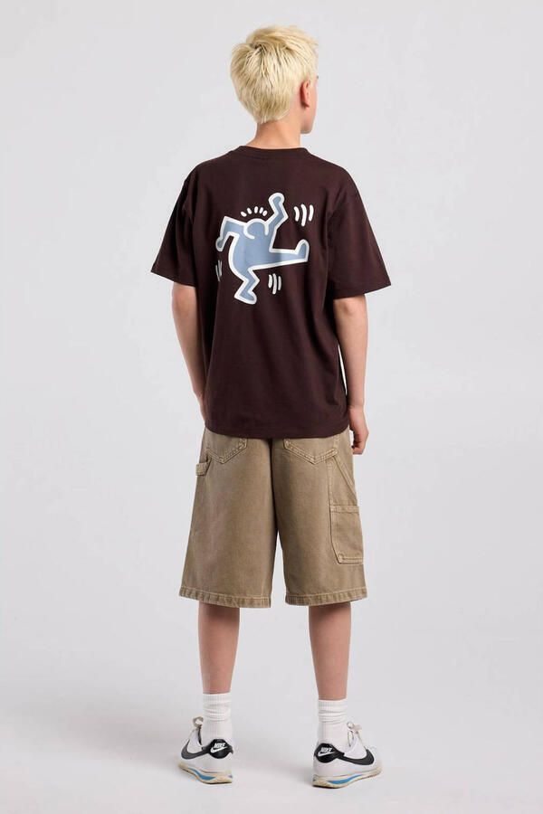 America Today rechtvallend T-shirt met backprint bruin - Foto 2
