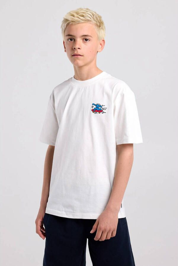 America Today rechtvallend T-shirt met backprint wit