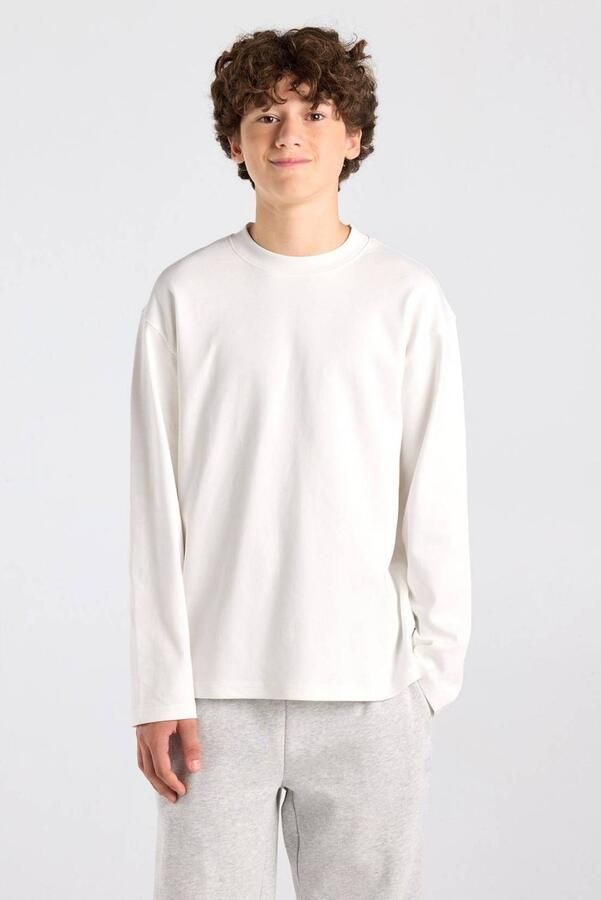 America Today rechtvallende longsleeve offwhite Ecru Jongens Katoen Ronde hals
