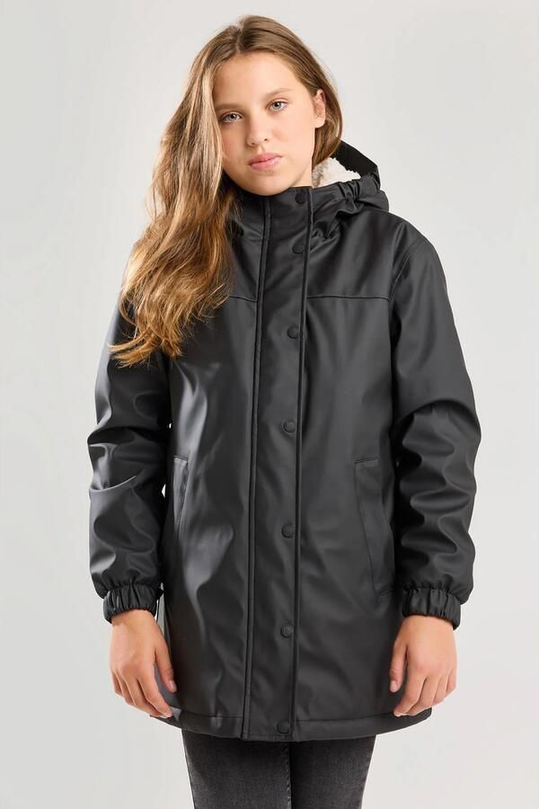 America Today regenjas zwart Meisjes Polyester Capuchon Effen 122 128 - Foto 2