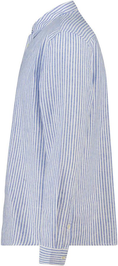 America Today regular casual overhemd met linnen met krijtstreep blauw - Foto 3