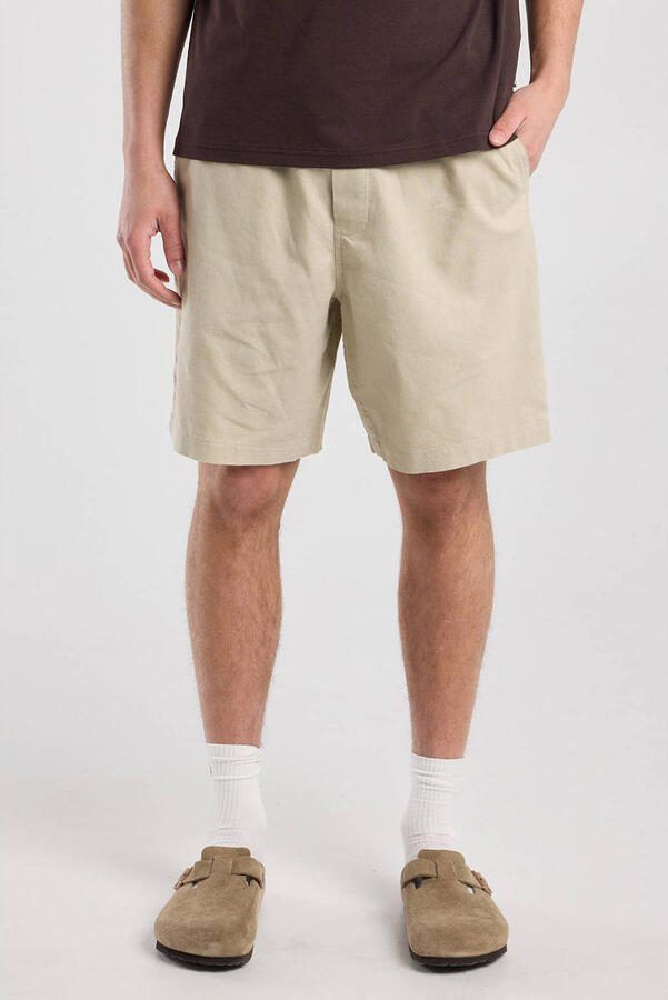 America Today regular casual short met linnen beige