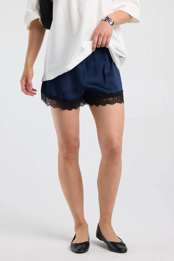 America Today regular fit casual short donkerblauw