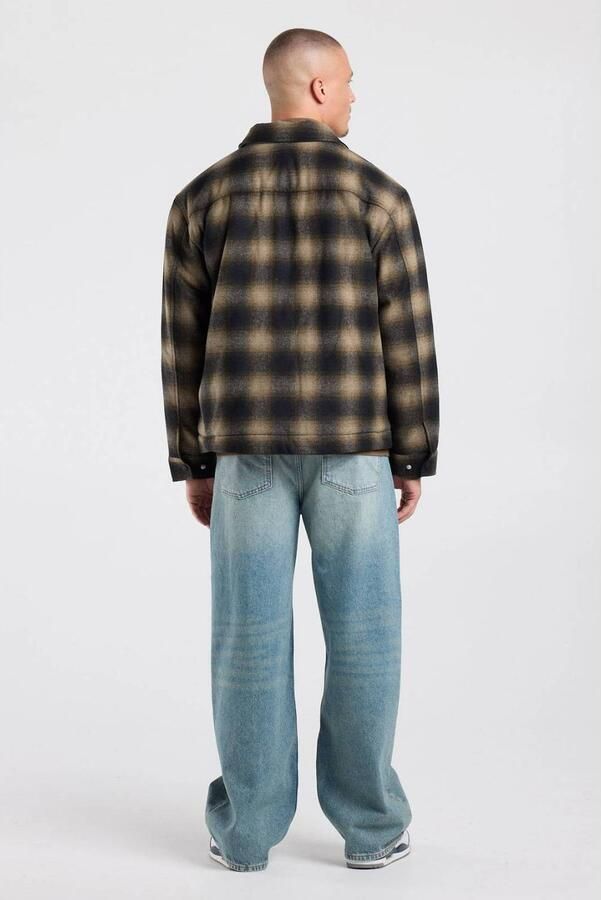 America Today regular fit geruit overshirt met wol brown black - Foto 2