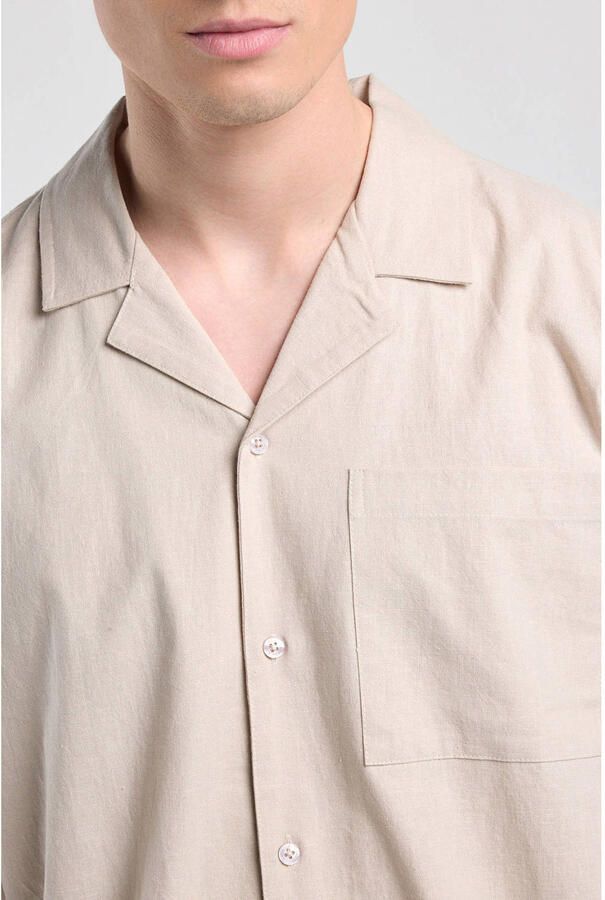 America Today regular fit overhemd met linnen beige - Foto 2
