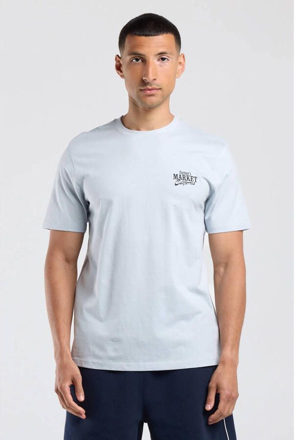 America Today regular fit T-shirt met backprint blauw