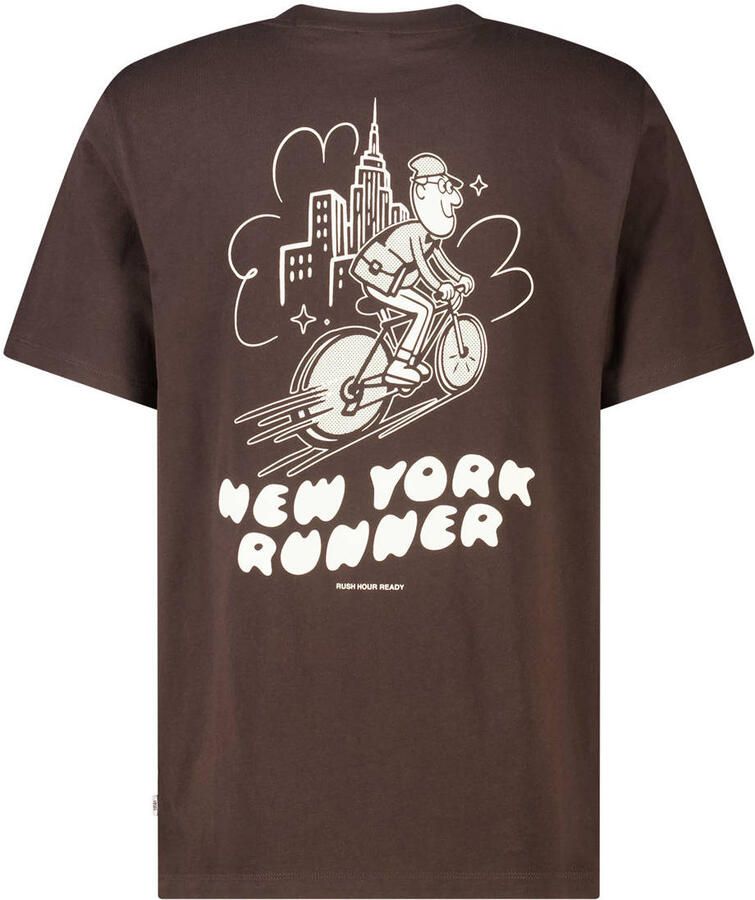 America Today regular fit T-shirt met backprint bruin - Foto 2