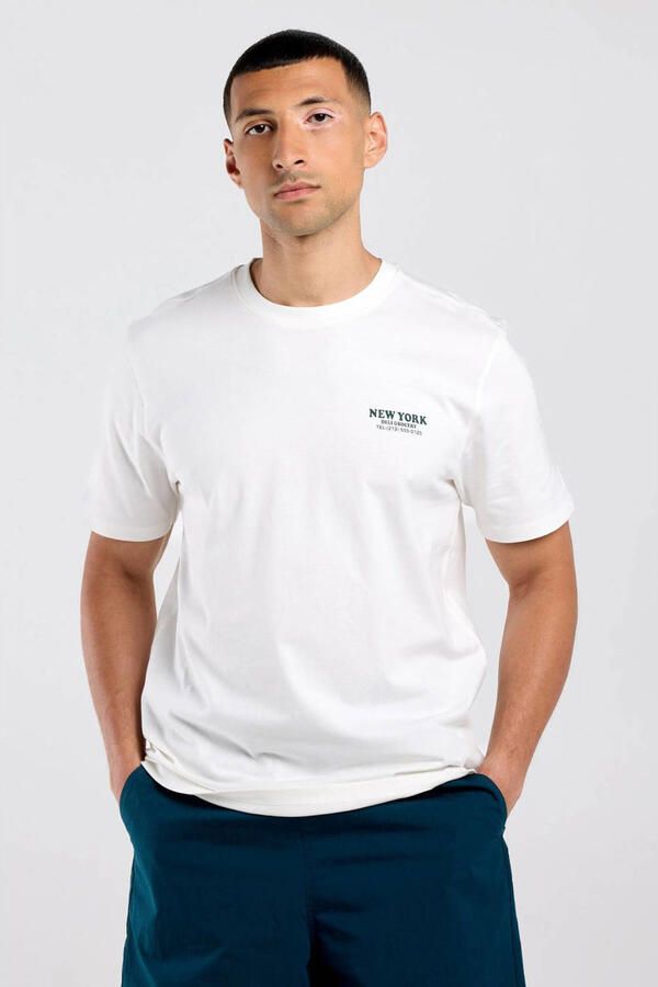 America Today regular fit T-shirt met backprint ecru