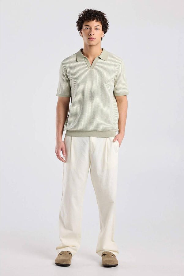 America Today regular polo met ingebreid patroon groen - Foto 2