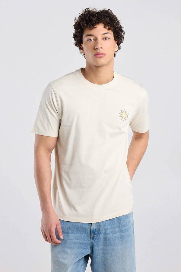 America Today regular T-shirt met backprint beige