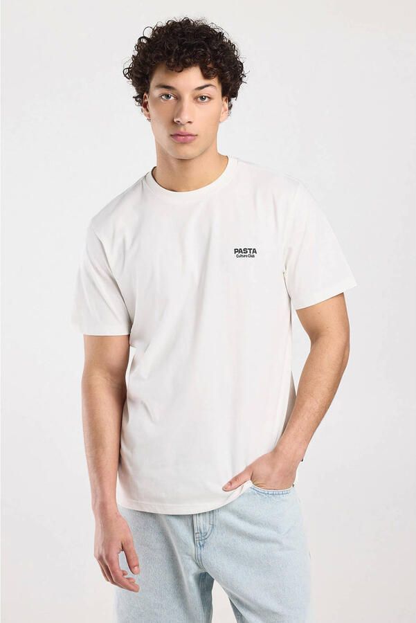 America Today regular T-shirt met backprint wit