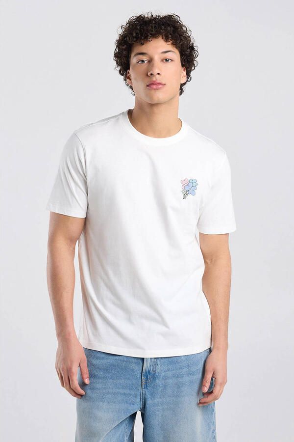 America Today regular T-shirt met backprint wit