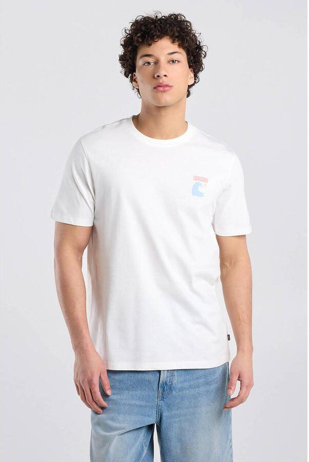 America Today regular T-shirt met backprint wit