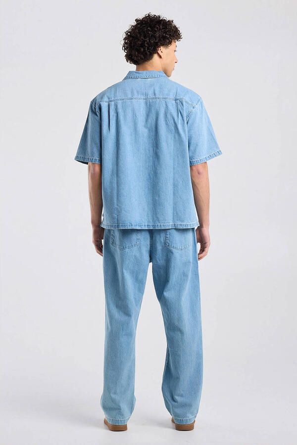 America Today relaxed casual broek met linnen blauw - Foto 2