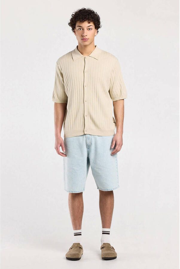 America Today relaxed casual overhemd gebreid beige - Foto 3